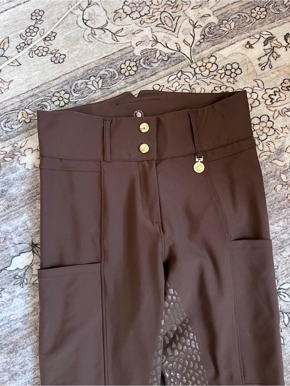 Brown Equestrian Grip Riding Tights - Picture 3 of 9